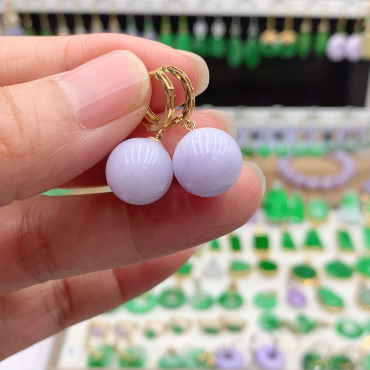 翡翠18K金镶嵌耳饰