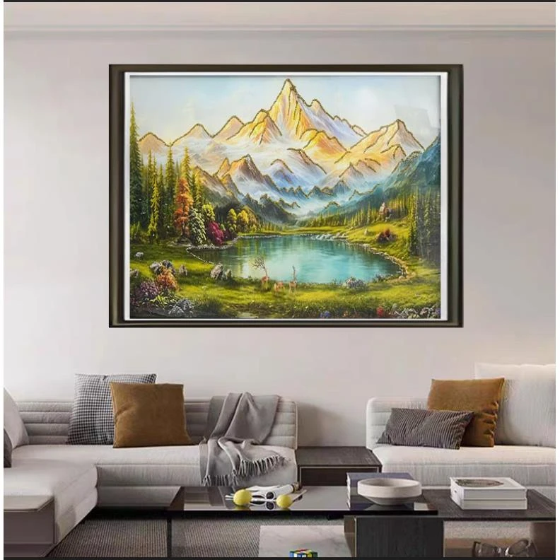 QW272聚宝盆山水画入户玄关餐厅装饰画走廊过道挂画卧室床头画