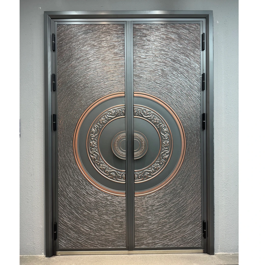 轻奢铸铝别墅双开门入户大门农村自建房入户门意向卡材料配件