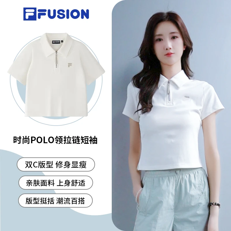 Fila斐乐短袖女修身显瘦25年新款运动休闲POLO杉短T袖T11W523110F