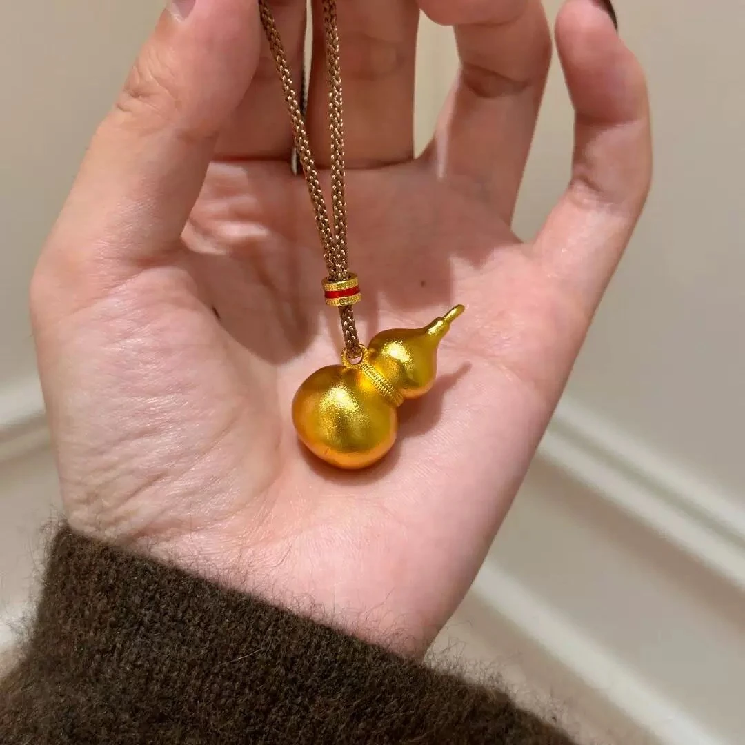 实心葫芦棕绳项链新中式精致轻奢锁骨链2025新款B033