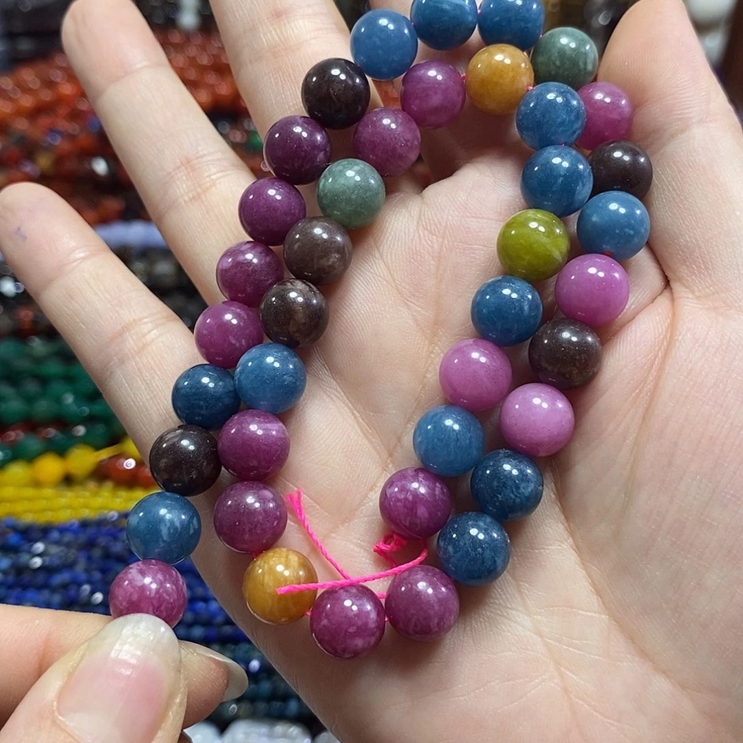 玛瑙/玉髓未镶嵌珠宝半成品碧玺一条卡10mm