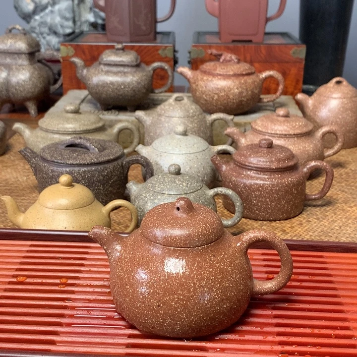 茶壶紫砂16目豆红乳鼎壶