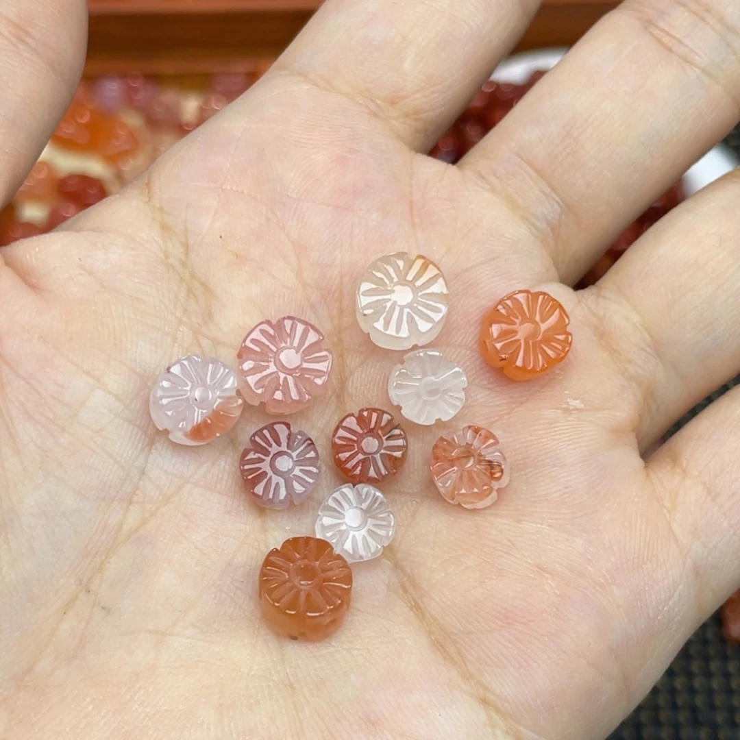 南红玛瑙未镶嵌配饰五瓣花