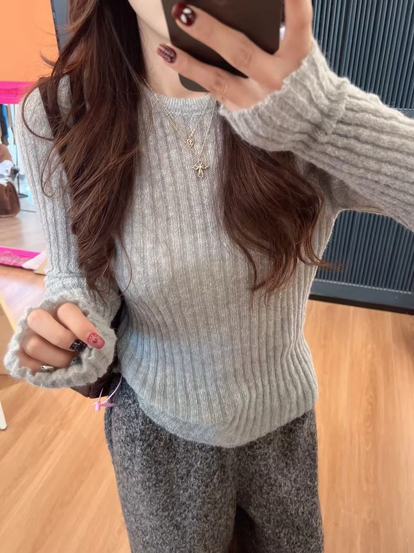 xxxwxz王希之  简约日常休闲显瘦圆领云朵毛针织#z2482