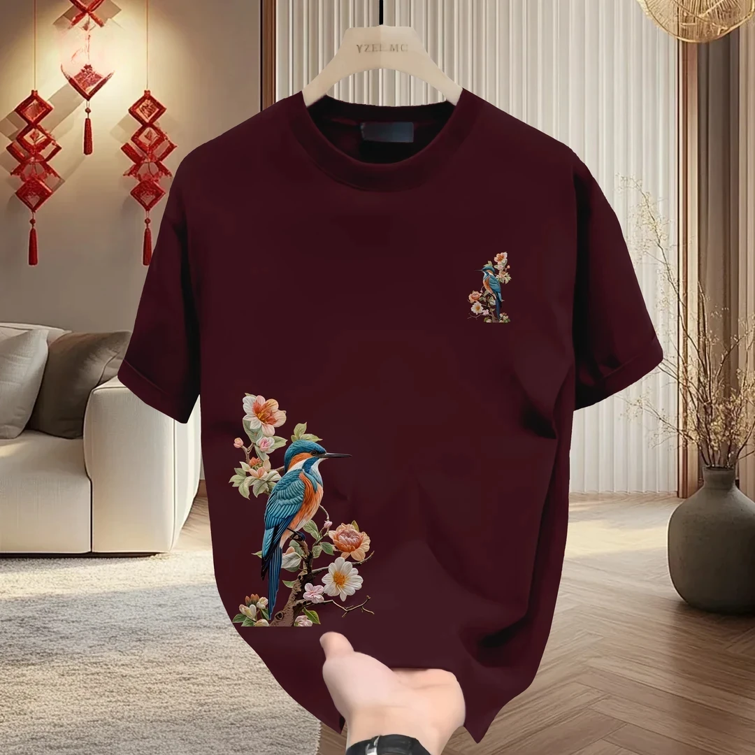 新款百搭潮流男生短袖T恤国潮新年喜蛇年t恤印花本命年男士新年红