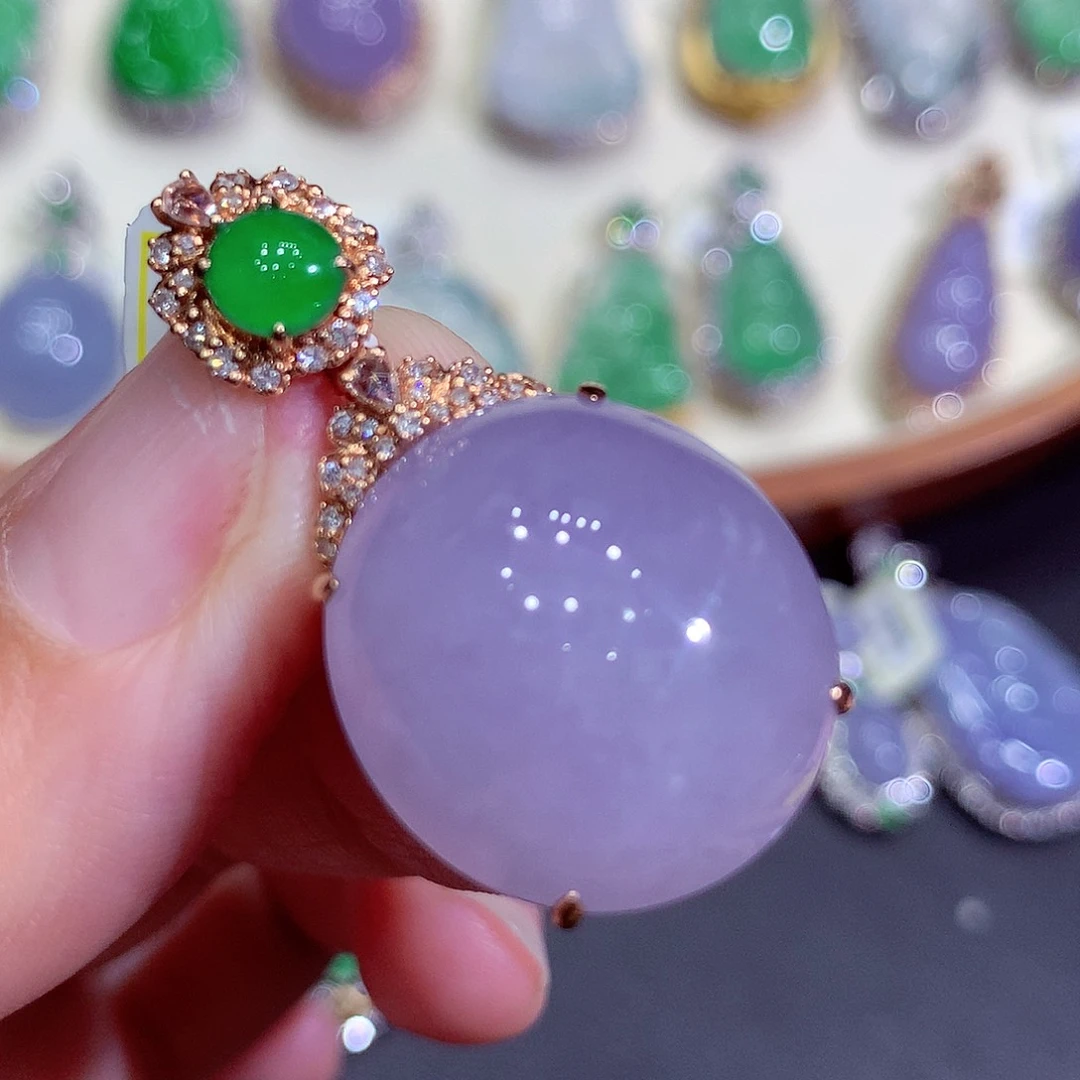 翡翠18K金镶嵌吊坠(不含链)