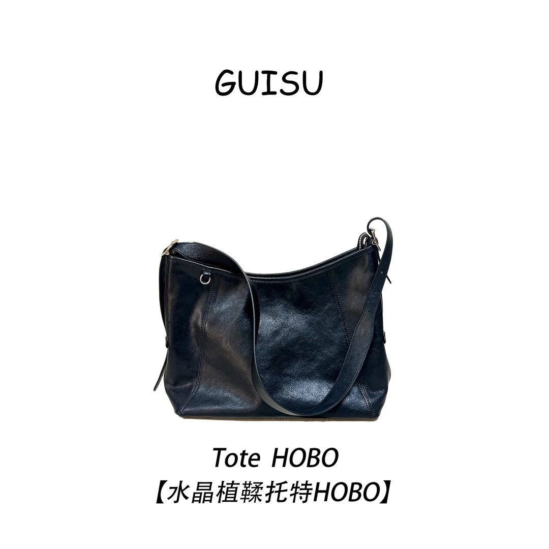 【闺宿】水晶植鞣头层牛皮复古女包单肩斜跨女复古休闲托特6106