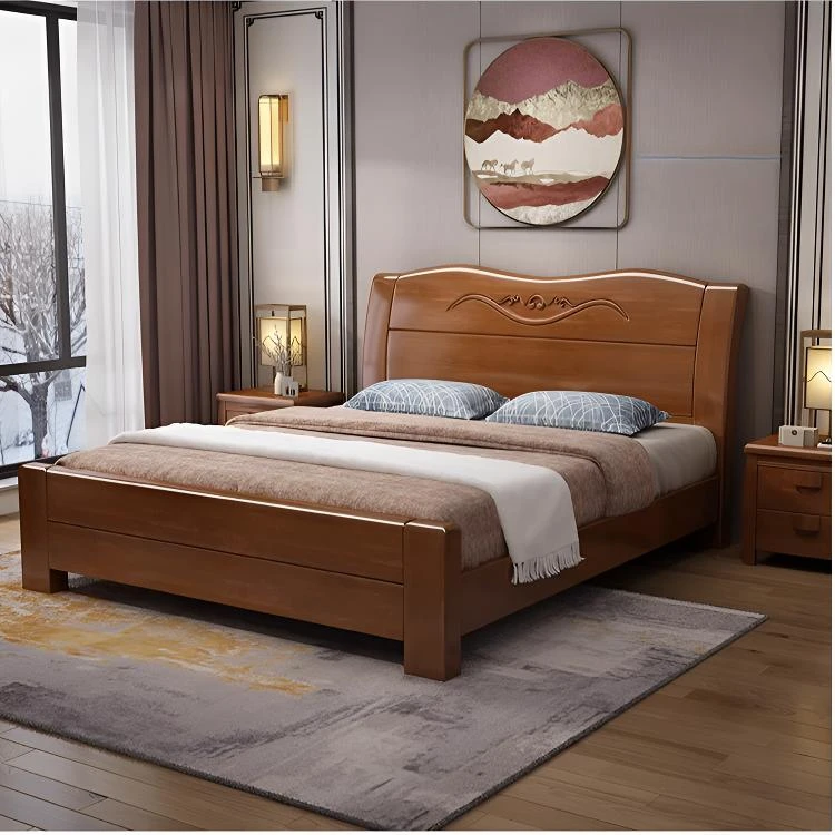 【三种款式任选】中式实木双人床加厚高箱全实木床气压大床主卧室