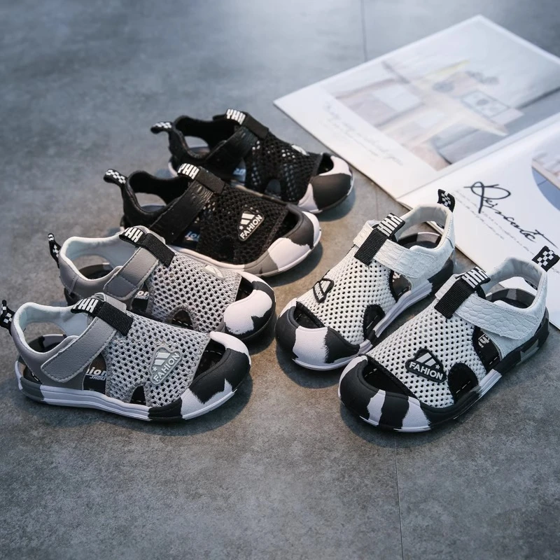 ABC男童包头凉鞋2025夏季新款儿童包头时尚女童鞋软底宝宝沙滩鞋