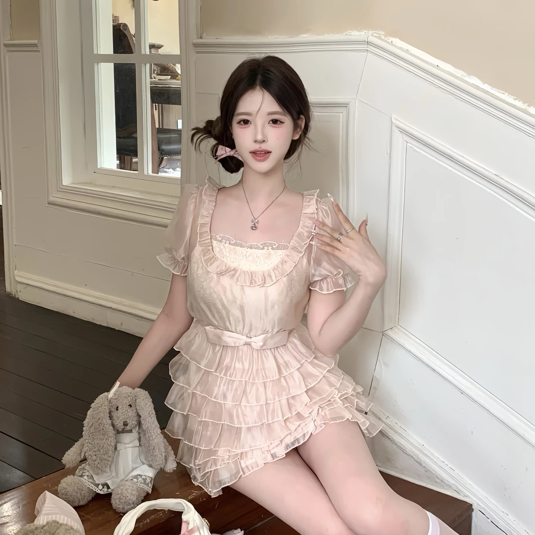 夏季新款古董娃娃小公主千金感连衣裙少女甜美蛋糕裙shebyshj越南