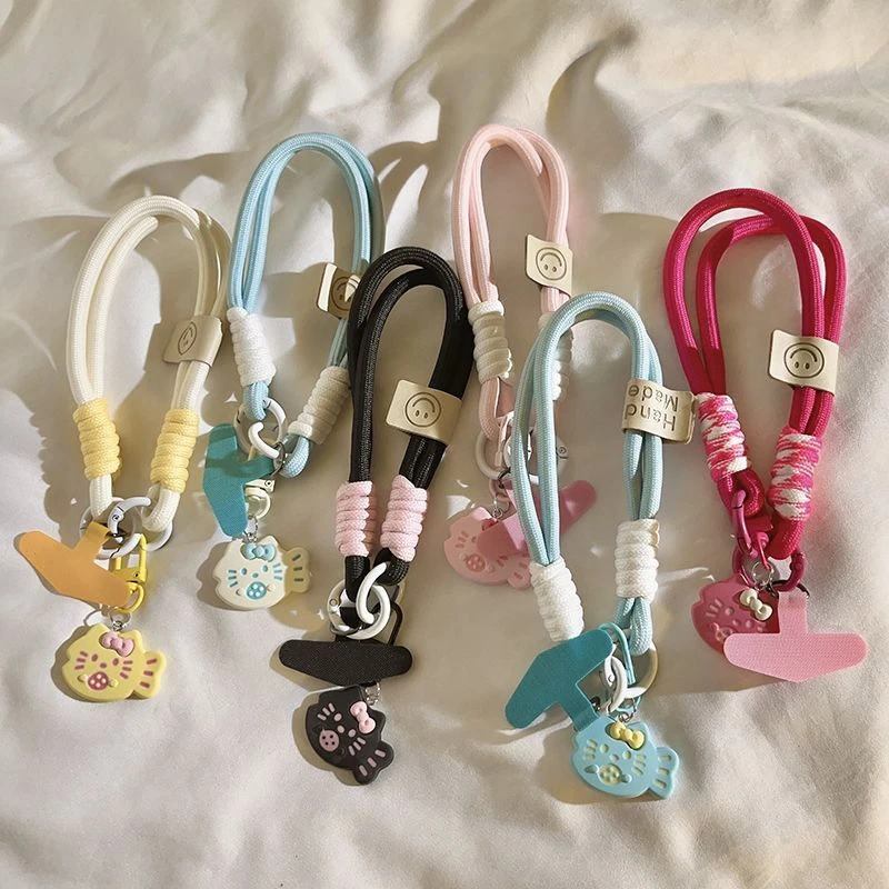 甜酷ins粉色鱼形KT猫挂饰手机壳挂绳钥匙扣相机挂件挂链手机通用