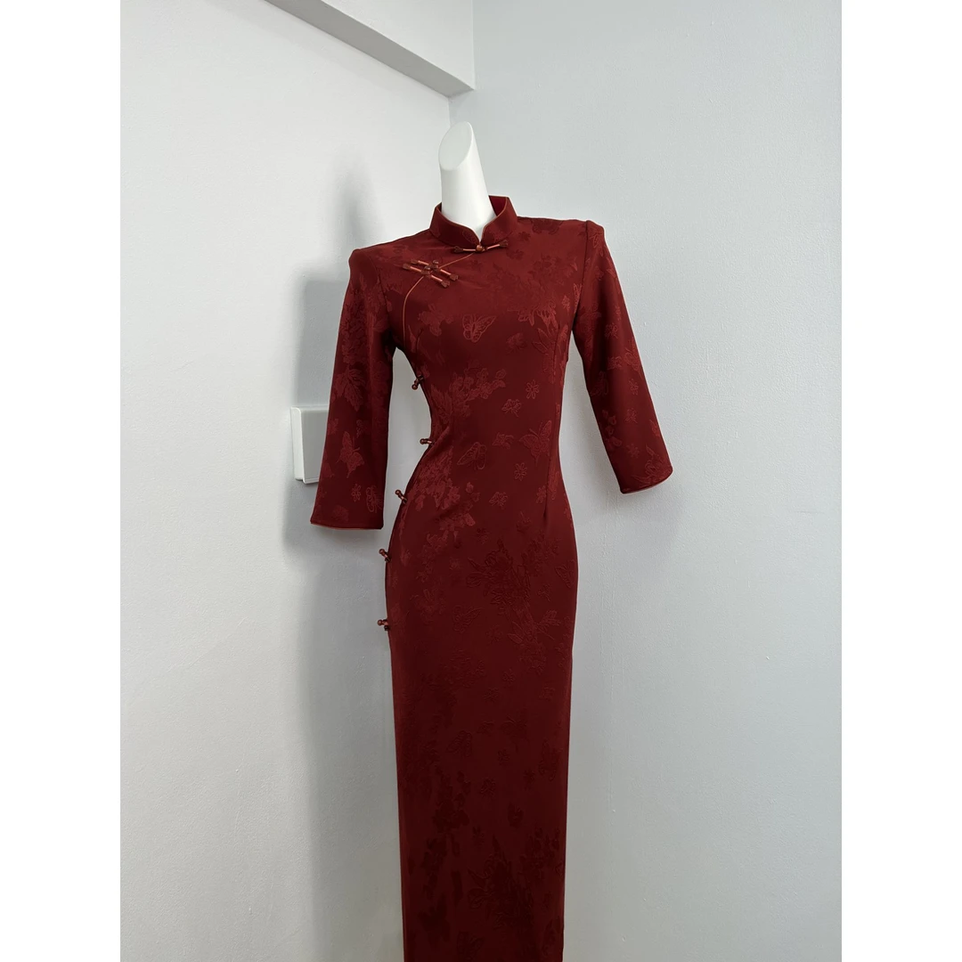 【朱砂志】红色复古新中式长袖旗袍2025秋季新款改良结婚礼服年轻款