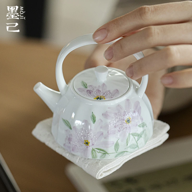 墨己 玉泥-紫韵幽芳-曲尤提梁壶