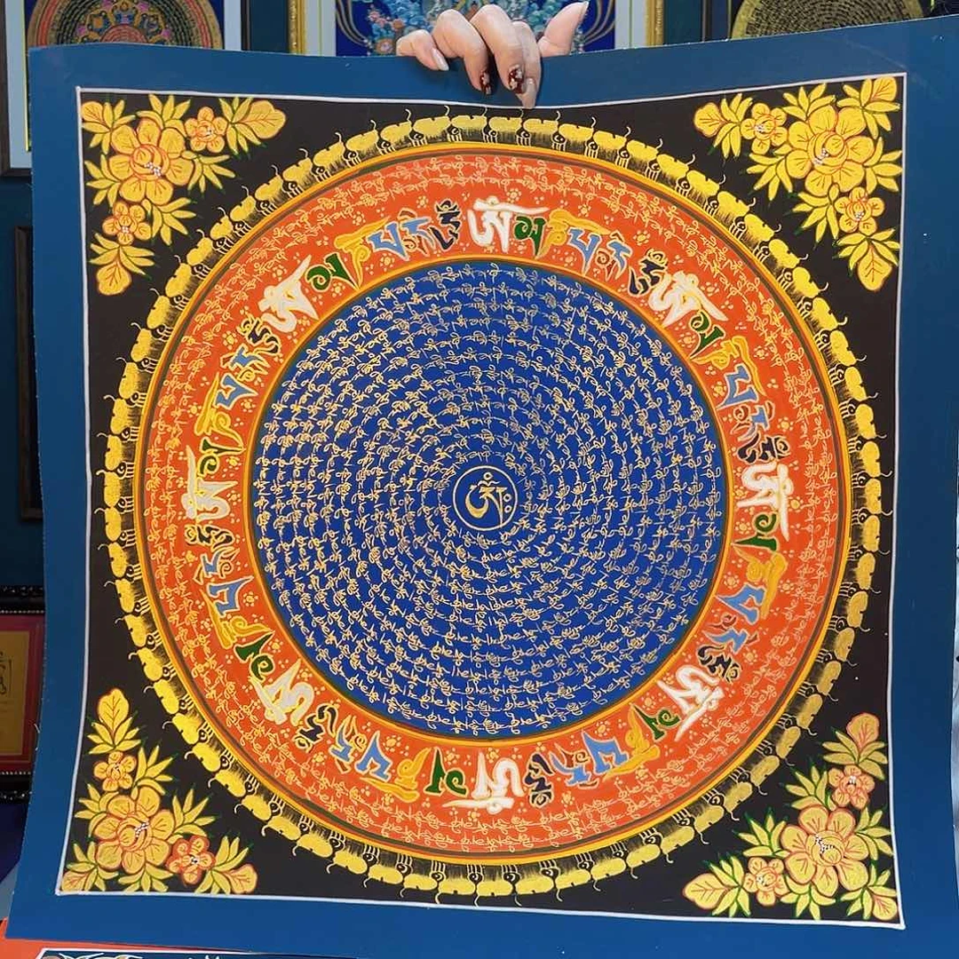 卷轴画手绘唐卡 50厘米六字