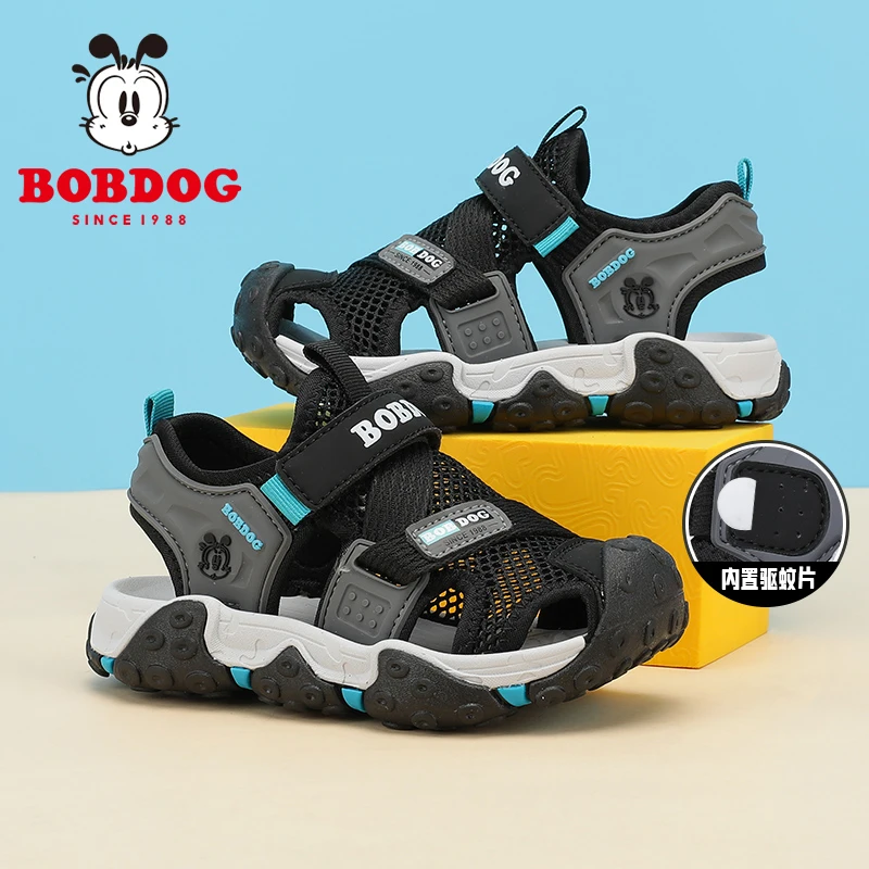 Bobdog/巴布豆驱蚊凉鞋包头夏天中大童夏季软底透气休闲