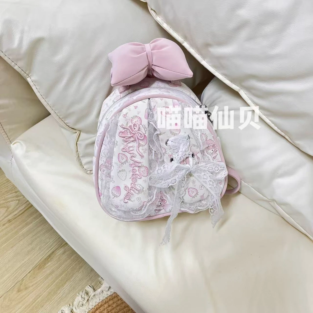 喵喵仙贝原创设计【草莓美乐蒂垂耳兔】2026新款满印小双肩包-A765
