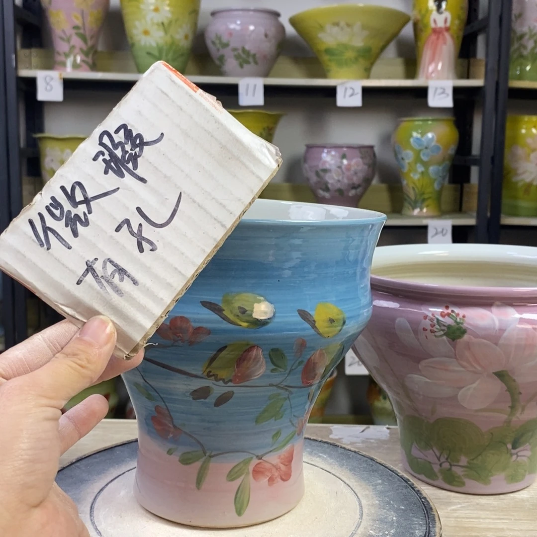 景德镇手工手绘陶瓷花盆