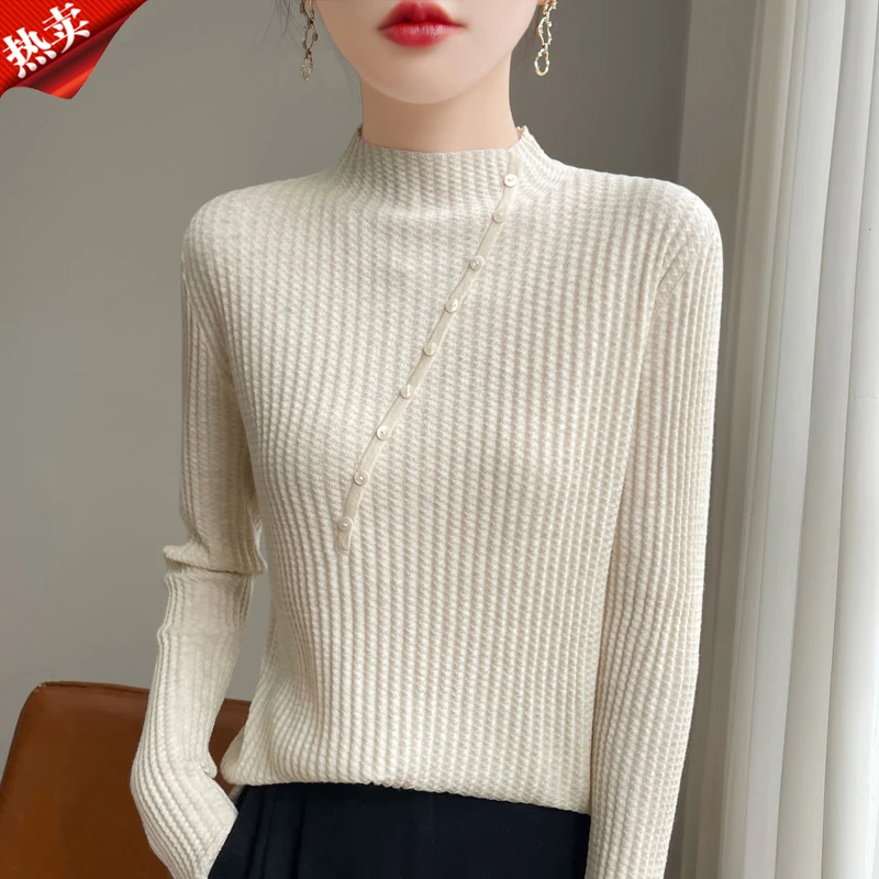 品牌2025秋冬新款时尚通勤内搭针织衫时尚半高领女装上衣毛衣衫