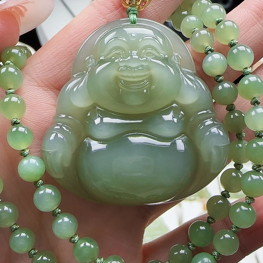 和田玉18K金镶嵌吊坠(赠链)45