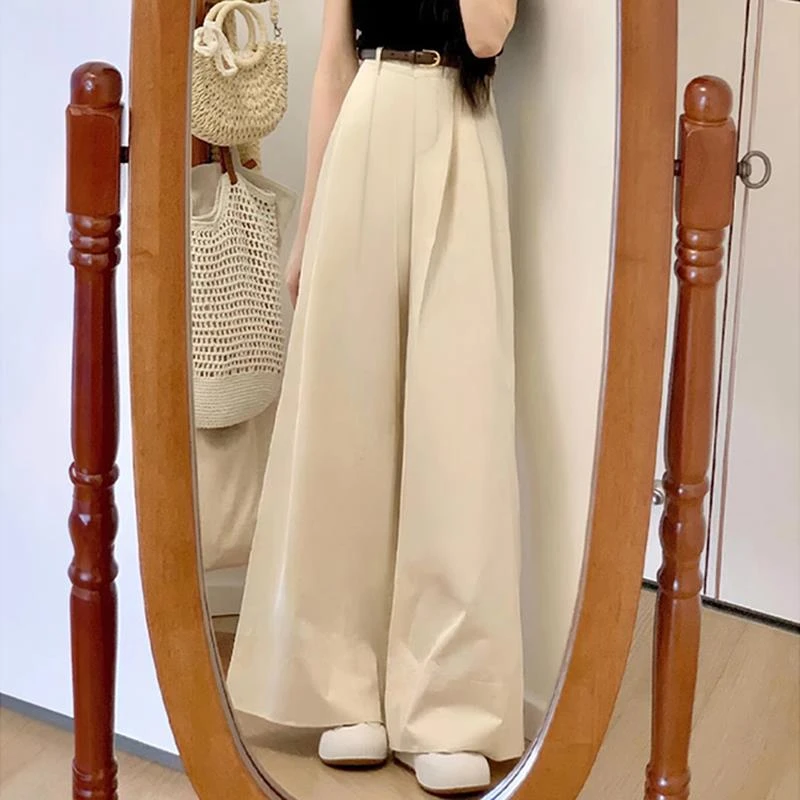 今年流行阔腿裤子女士装夏季2025年新款宽松垂感小个子高腰休闲裤