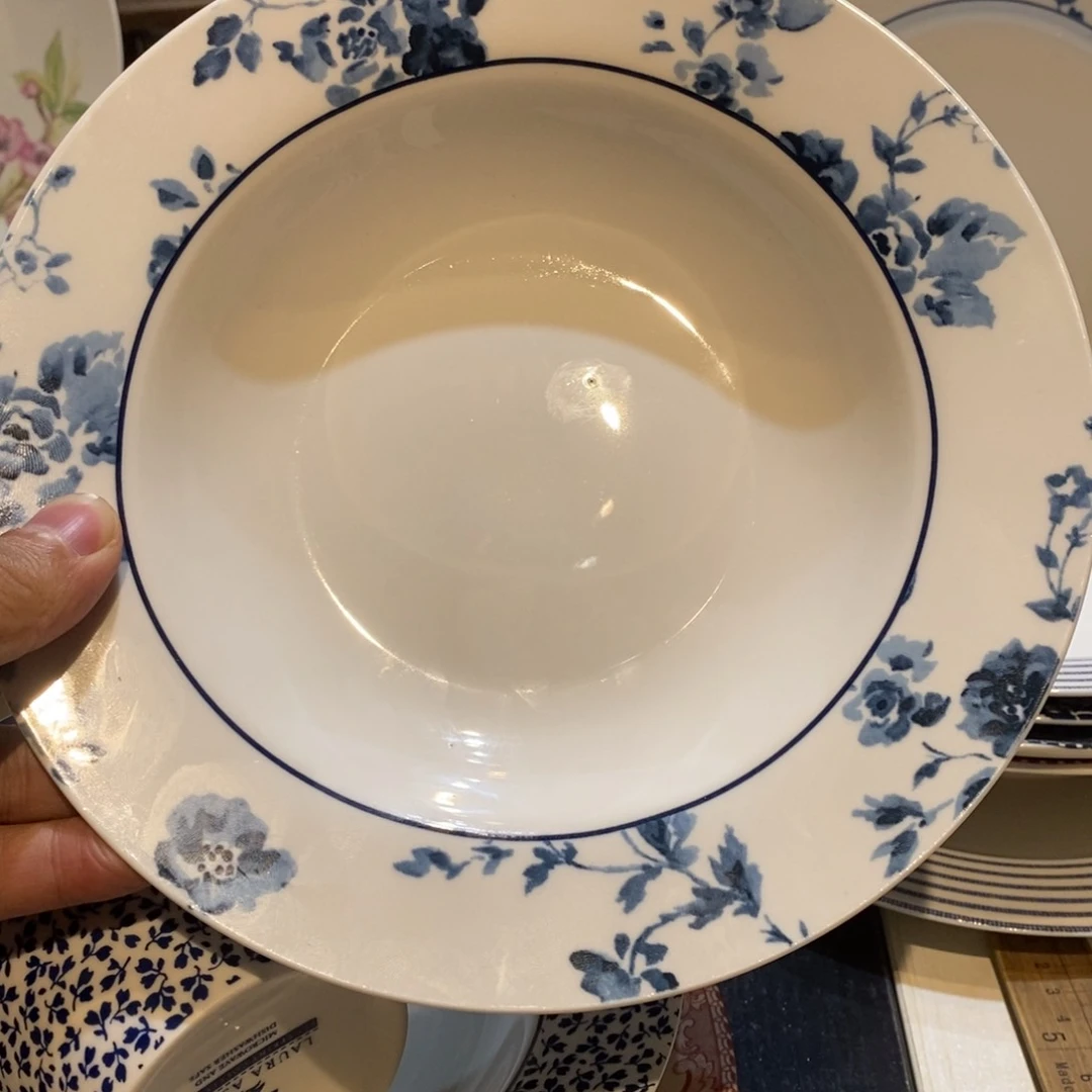 搪瓷微瑕蓝染草帽盘