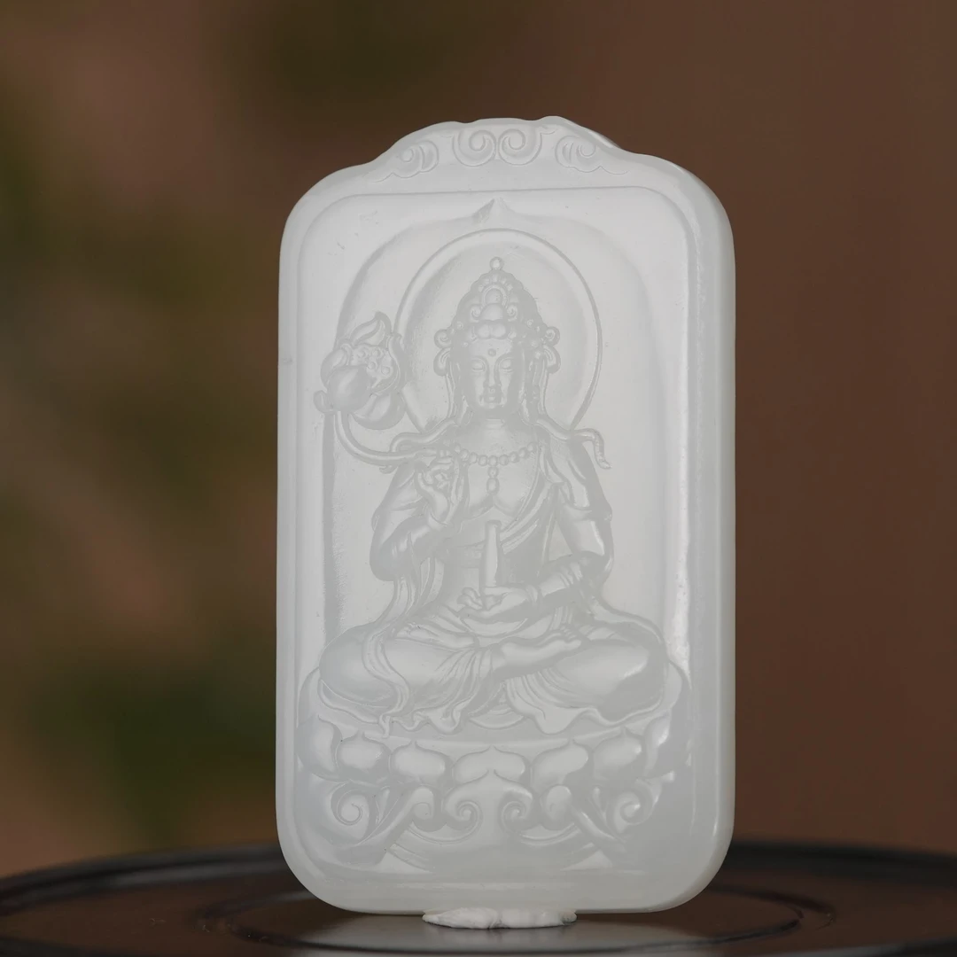 6当代 和田白玉观音牌023801