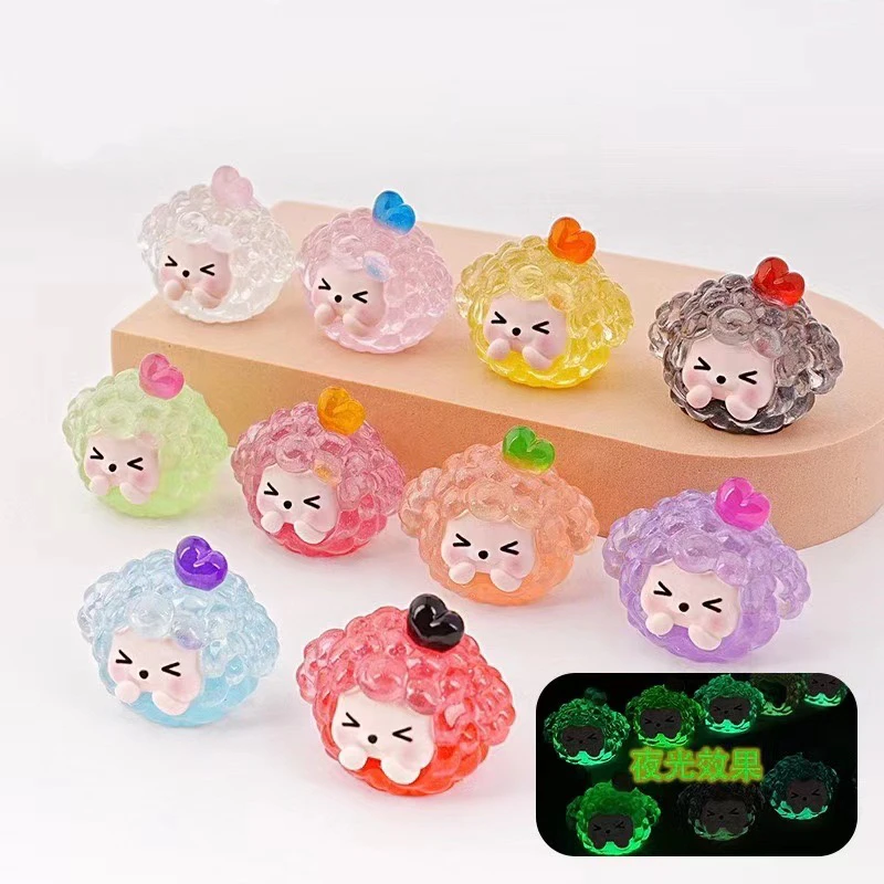 【直播拆】新款夜光细闪福气团子可爱diy摆件汽车装饰