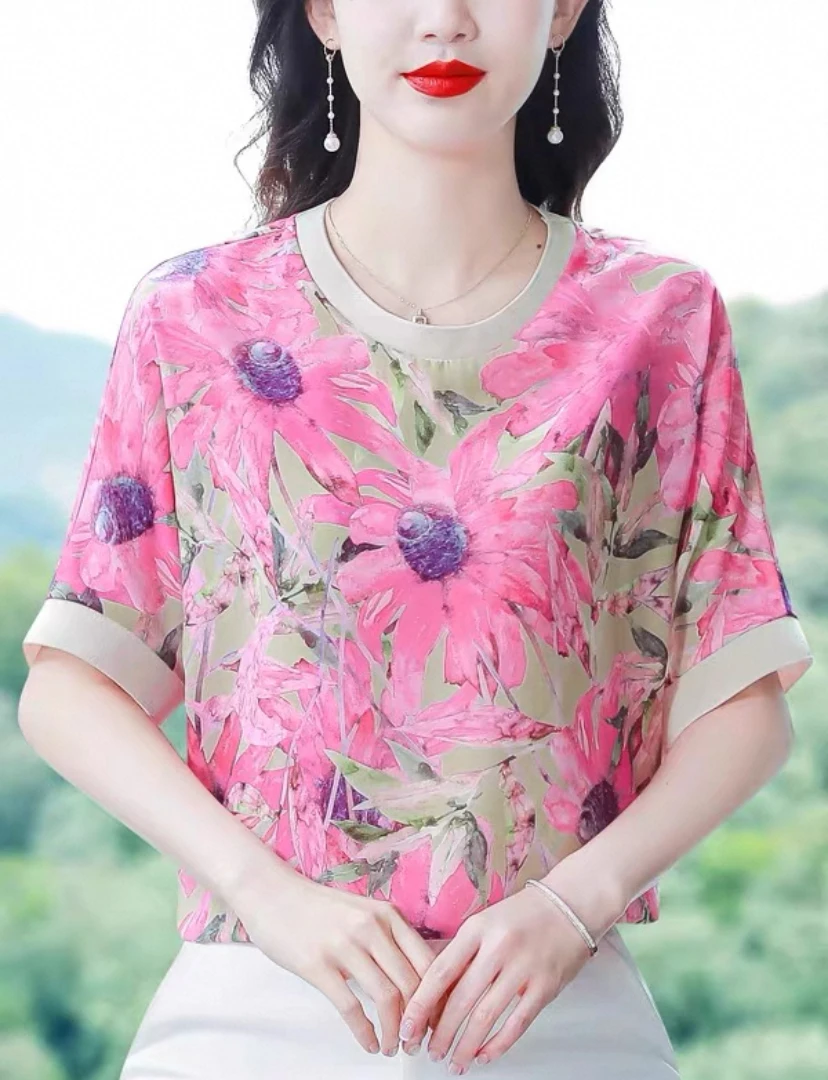 【影姐宠粉】2025新款设计感印花宽松减龄百搭小衫5161