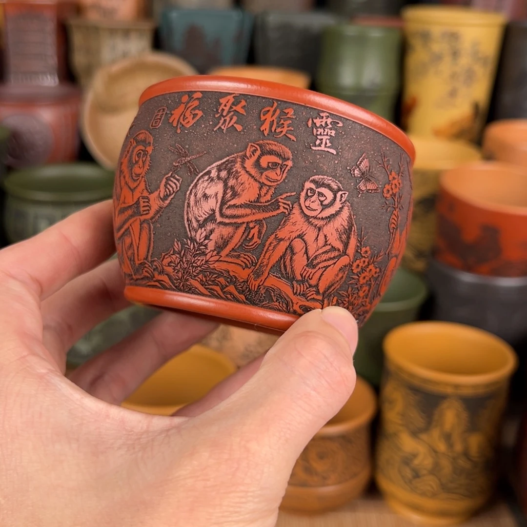 紫砂茶杯宜兴原矿紫砂杯