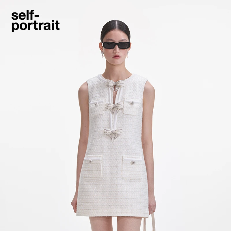 【商场同款新品】self-portrait 白色小香风蝴蝶结礼服千金连衣裙