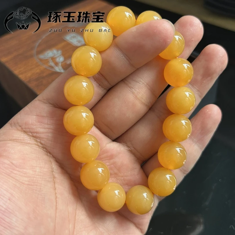 收藏级卡13mm缅黄油光具满圆珠手串