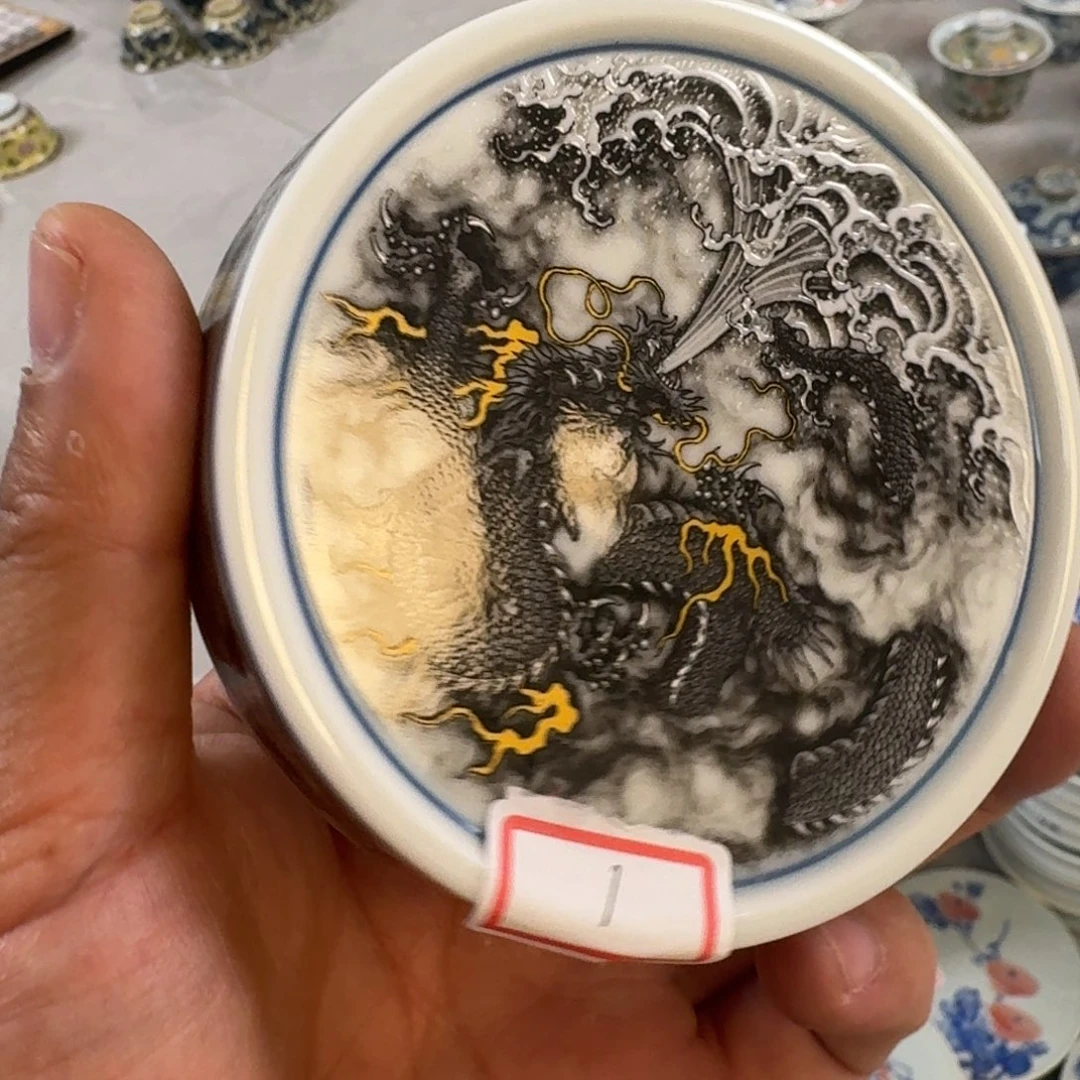 摆件黑墨龙吸水盖置