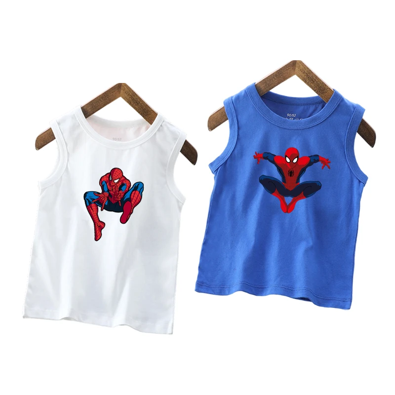 蜘蛛侠夏装男童180g纯棉背心中大童休闲透气汗衫儿童打底无袖T潮