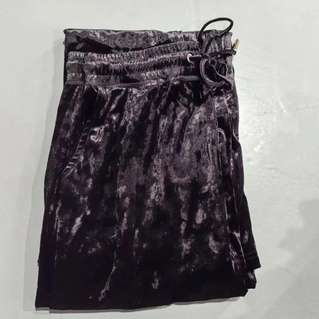 【南油玲姐】黑色松紧腰丝绒休闲裤V630