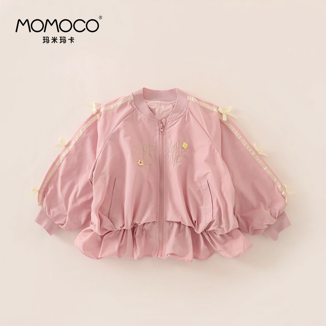 MOMOCO2025秋季新款女童蝴蝶结灯笼梭织外套77520138005