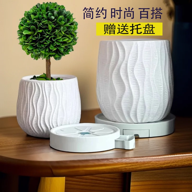 加厚耐用树脂家用龟背竹发财树天堂鸟百合竹轻奢高级感大号花盆