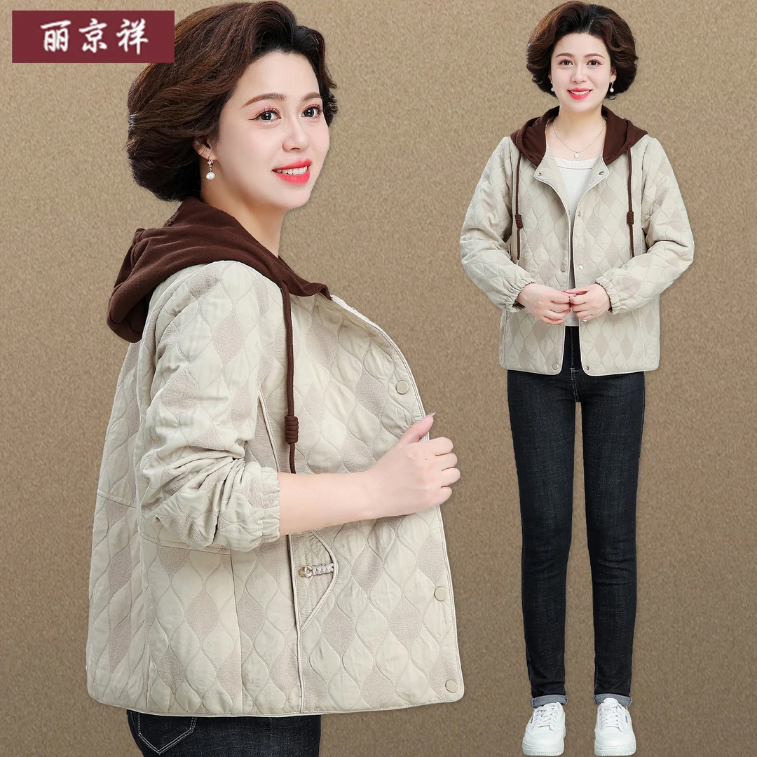 中年妈妈五十多岁洋气秋装外套薄款中老年妇女春秋季夹克大码宽松