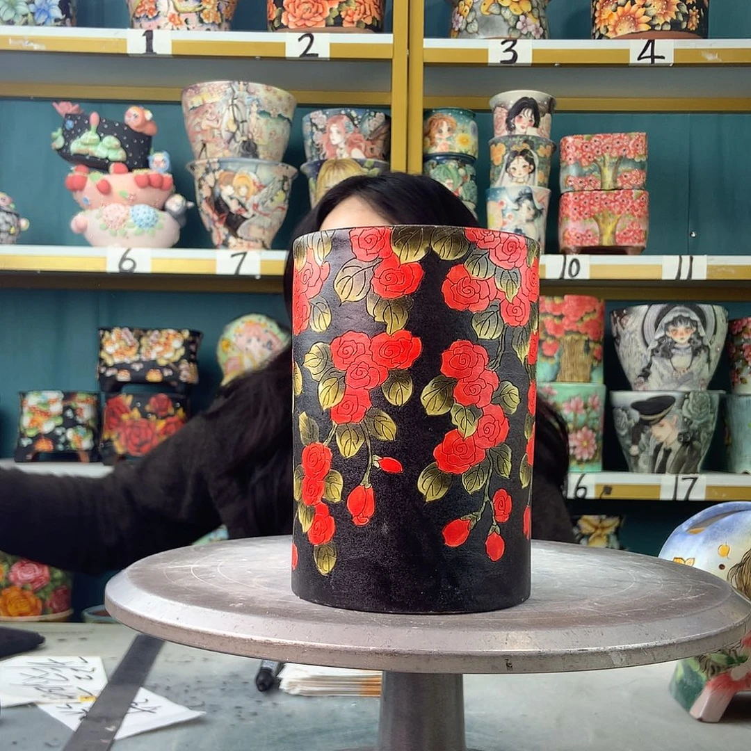 陶景德镇手工花盆108