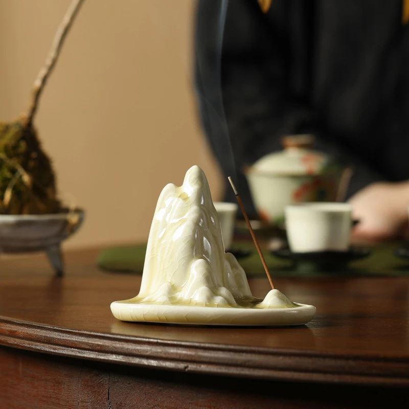 国潮新款观山线香插家用小号桌面熏香炉香座香托陶瓷配件茶道用具