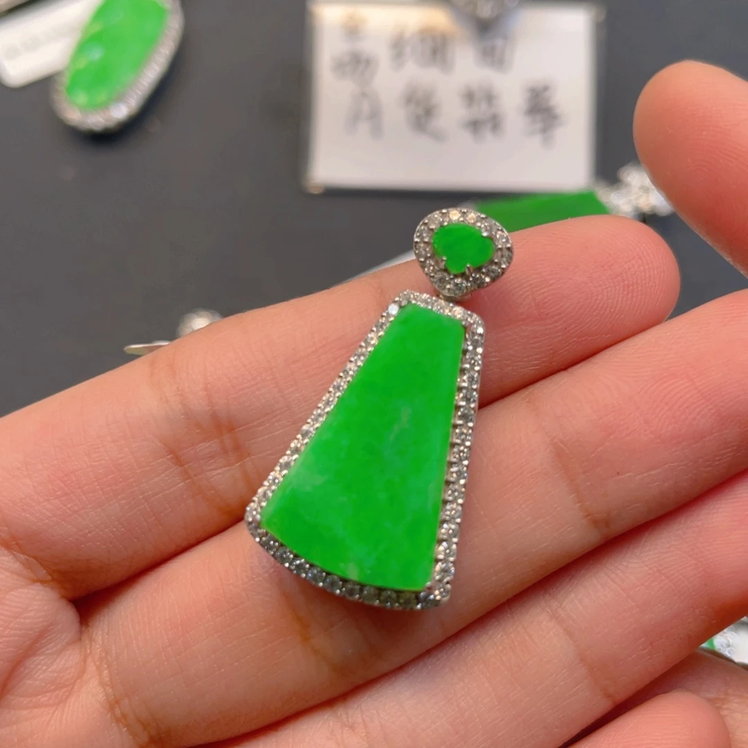 翡翠银S925镶嵌吊坠(不含链)