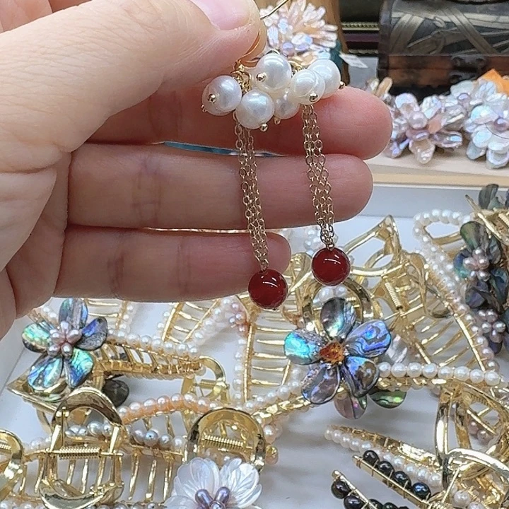 淡水珍珠发饰银S925镶嵌