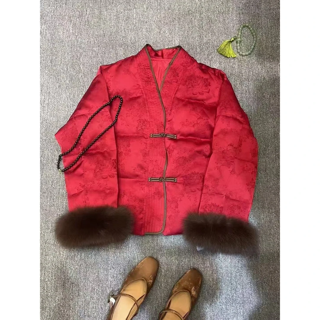 85款新中式显瘦时尚百搭提花棉衣外套