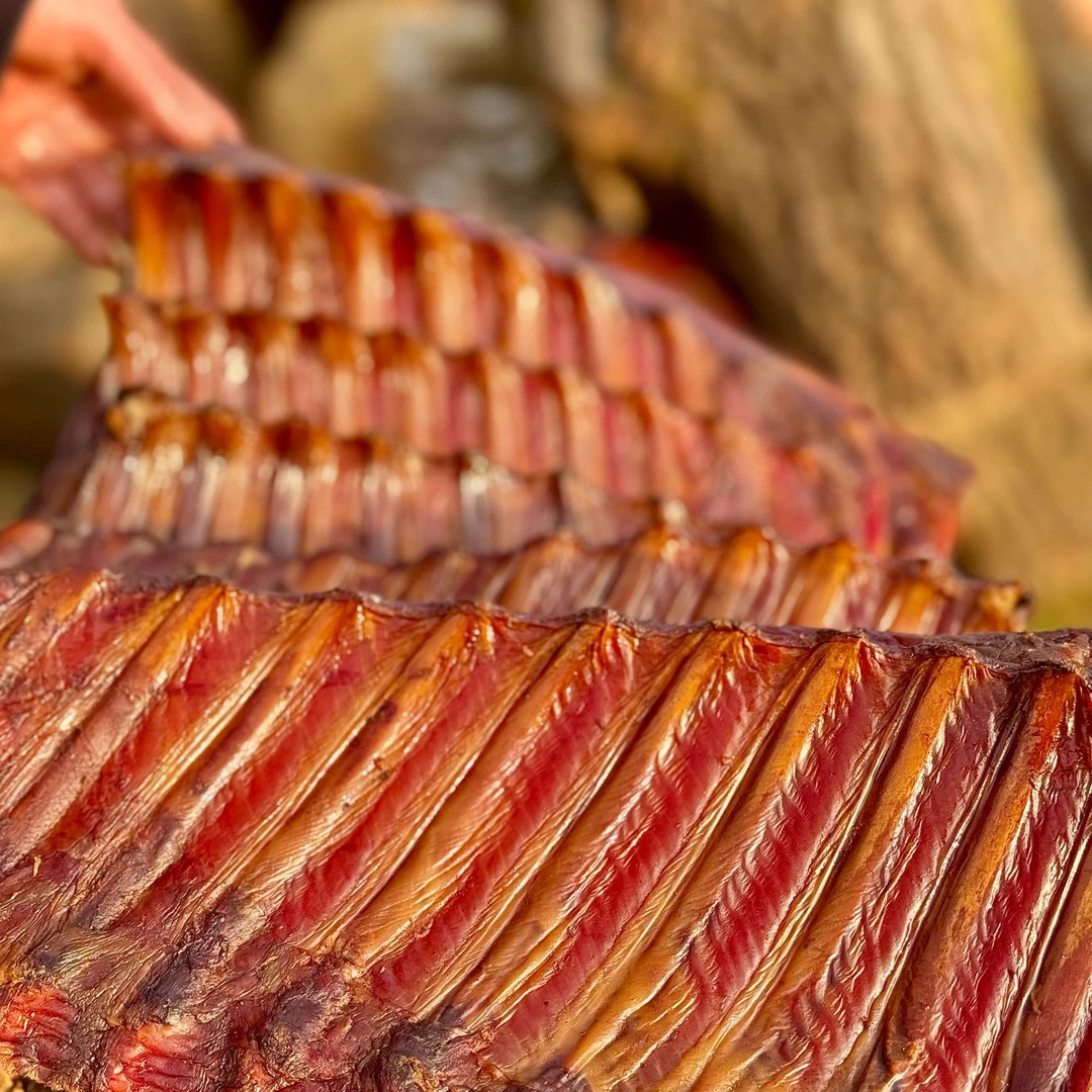 【3.5斤带皮精排】  高山柴火烟熏腊排骨直播间展示与发货相同品质