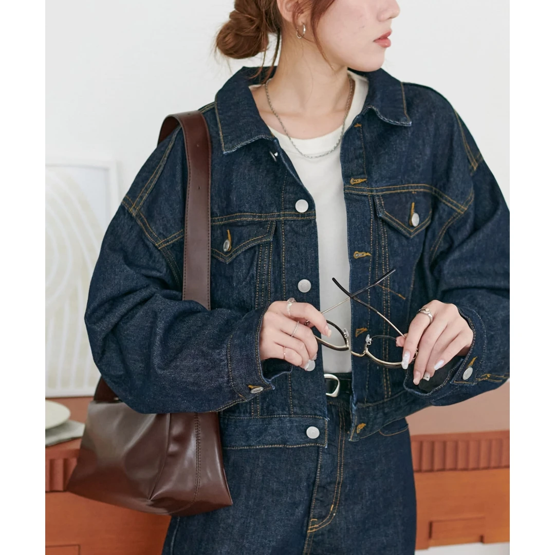 【MonTendre】 D 秋季新款 时尚休闲复古慵懒风牛仔短外套