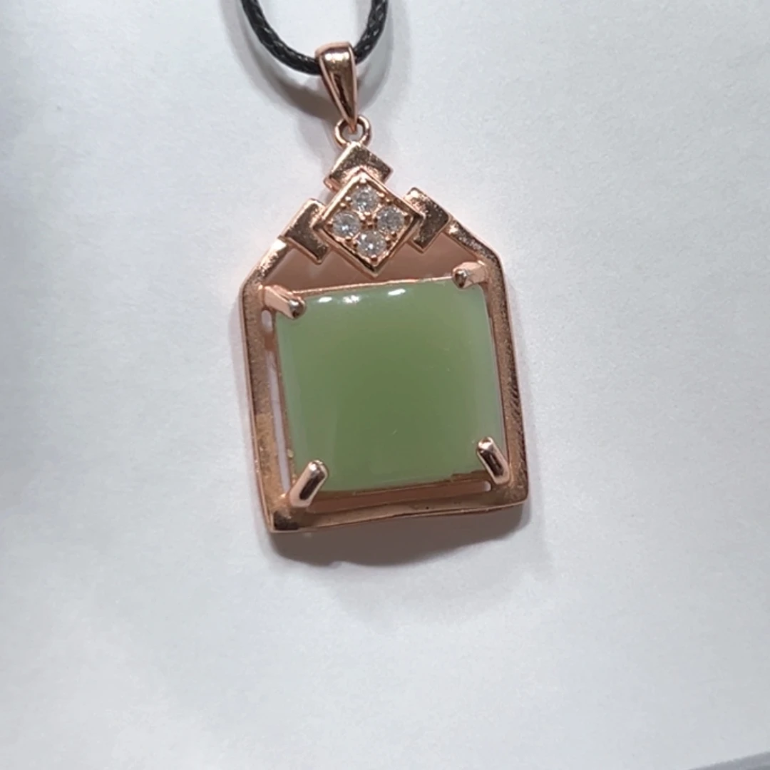 和田玉银S925镶嵌吊坠(不含链)