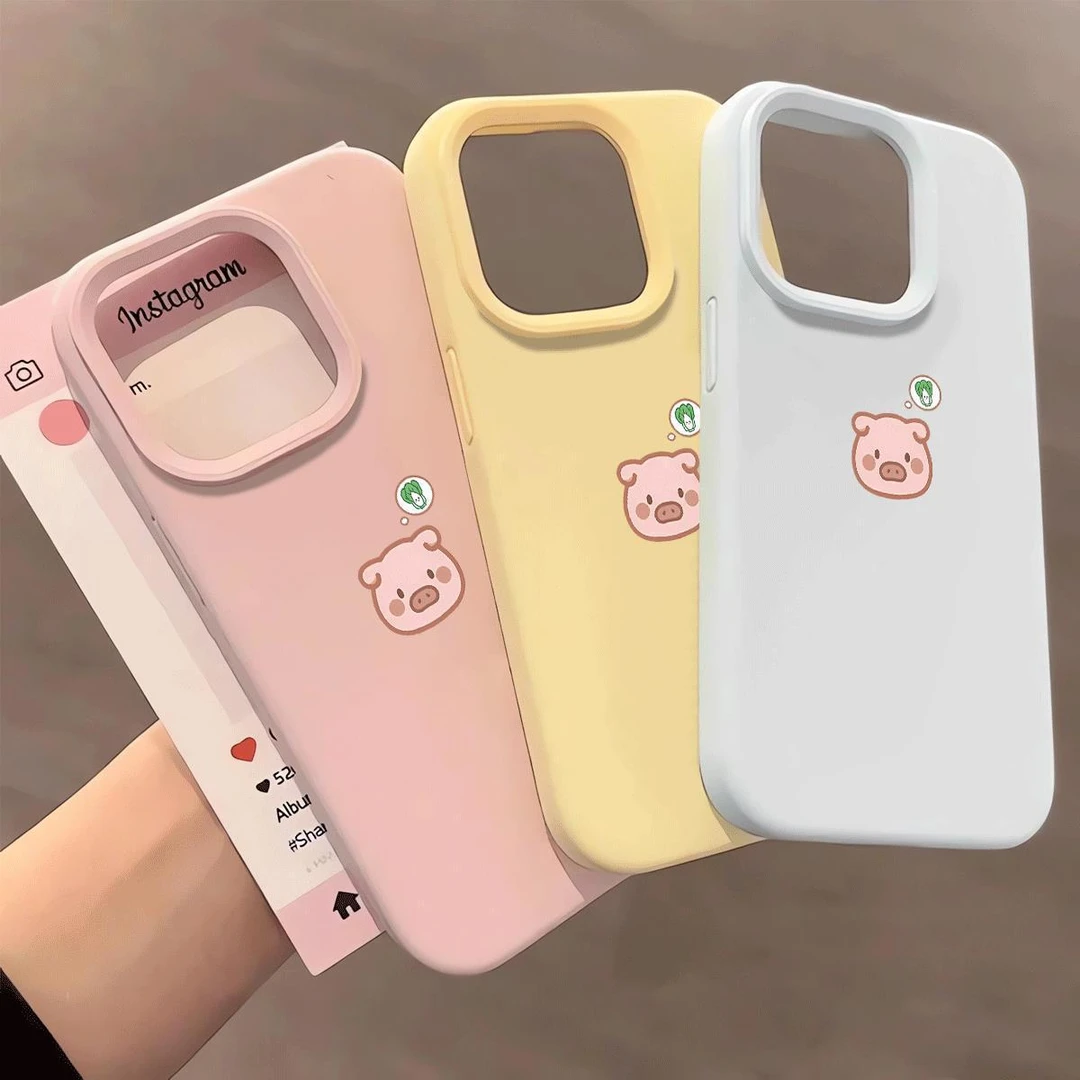 小猪想白菜适用iphone16手机壳可爱15PRO/14简约13/12/11糯米壳