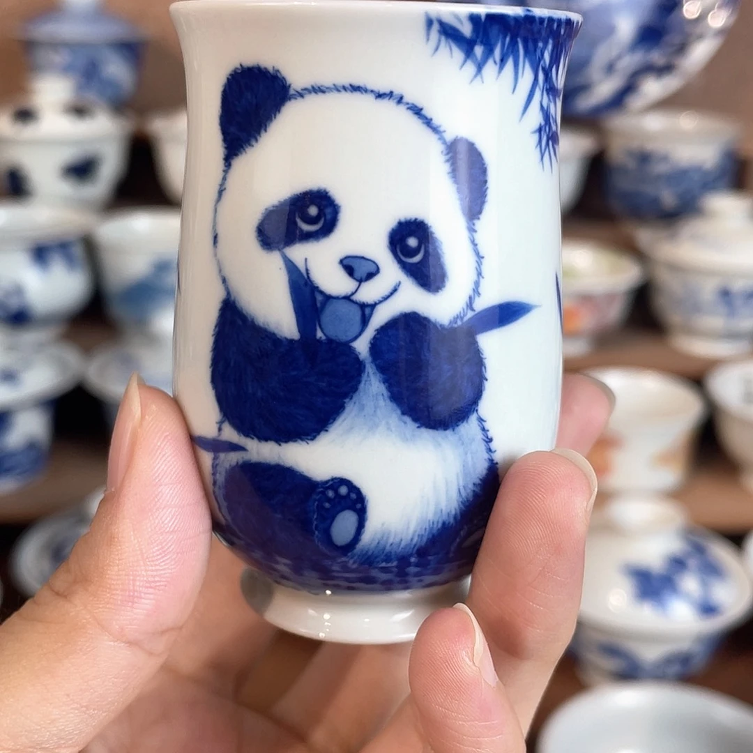 泥藝瓷梦熊猫闻香杯