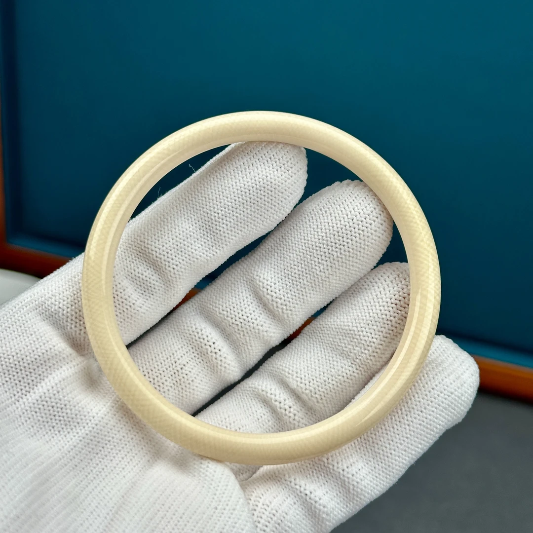 U2190天然猛犸象牙 精品果冻料细条叮当镯57.5mm 支持鉴定