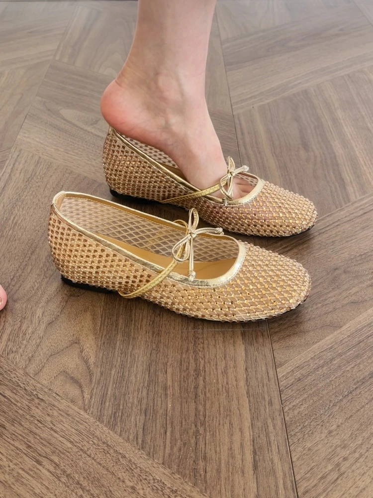 晨小姐ZHZG｜ 法式学院风夏季浅口透气单鞋豆豆鞋乐福鞋低跟凉鞋